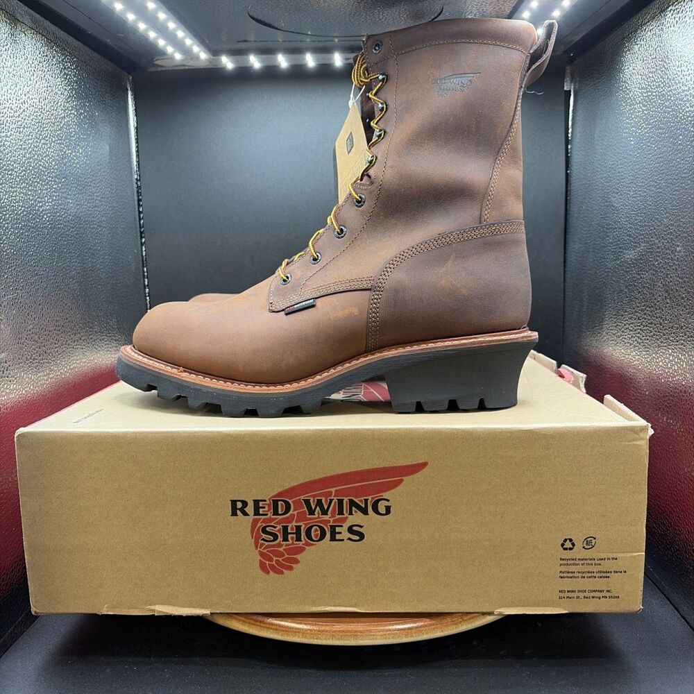 Red Wing 620 9” Mens Size 13 2E Logger Boots Waterproof Brown Soft Toe Work